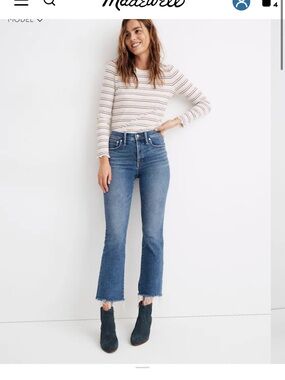 Classic Blue Bootcut Jeans with Frayed Hem cali demi boot jeans